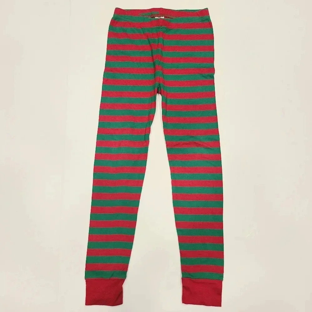 Childrens Place Christmas Holiday Elf Red Green Striped Pajama Bottom Leggings 7
